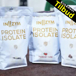 In2zym Protein Isolate med jordbær, vanille og chokolade smag. Højt proteinindhold, lavt fedt og laktoseindhold, ideelt til muskelopbygning og restitution.